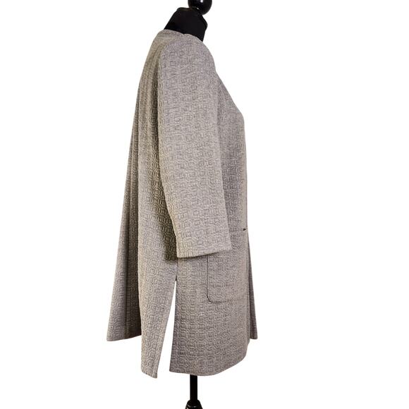 ROZ & ALI Gray Quilted Long Blazer, Size Large - Picture 2 of 13